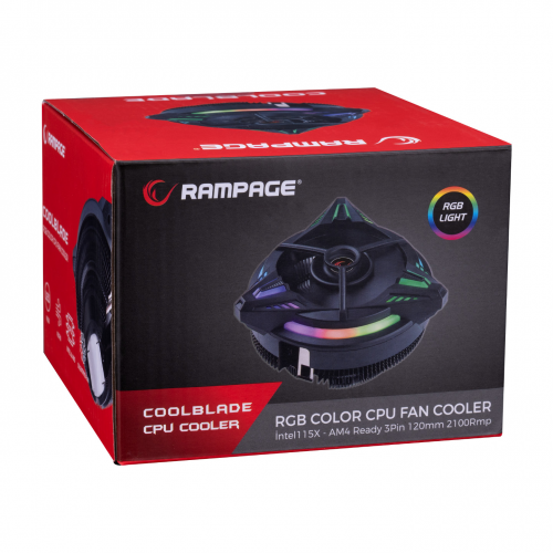  RAMPAGE COOLBLADE RM-C03, Rainbow, 12cm, RGB CPU Hava SoÄŸutma (LGA775 - 115X - AMD - AM2 - AM2+ - AM3 - FM1 - AM4 - AM5) 