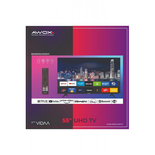  AWOX B225500UHD/S/V , 55&amp;quot; 139cm, 4K Ultra HD, Dahili Wi-Fi, Dahili Uydu AlÄ±cÄ±lÄ±, Smart Led Televizyon 