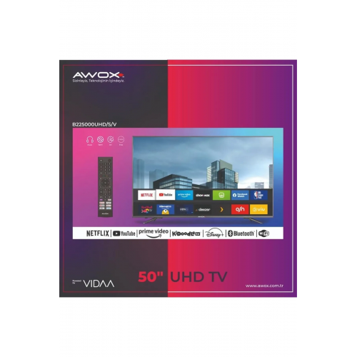  AWOX B225000UHD/S/V , 50&amp;quot; 126cm, 4K Ultra HD, Dahili Wi-Fi, Dahili Uydu AlÄ±cÄ±lÄ±, Smart Led Televizyon 