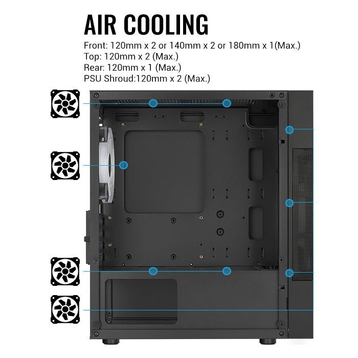  ATOMIC LITE 500W ARGB FAN PENCERELİ USB3.0 MINI TOWER KASA AE-ATMC-LT-500