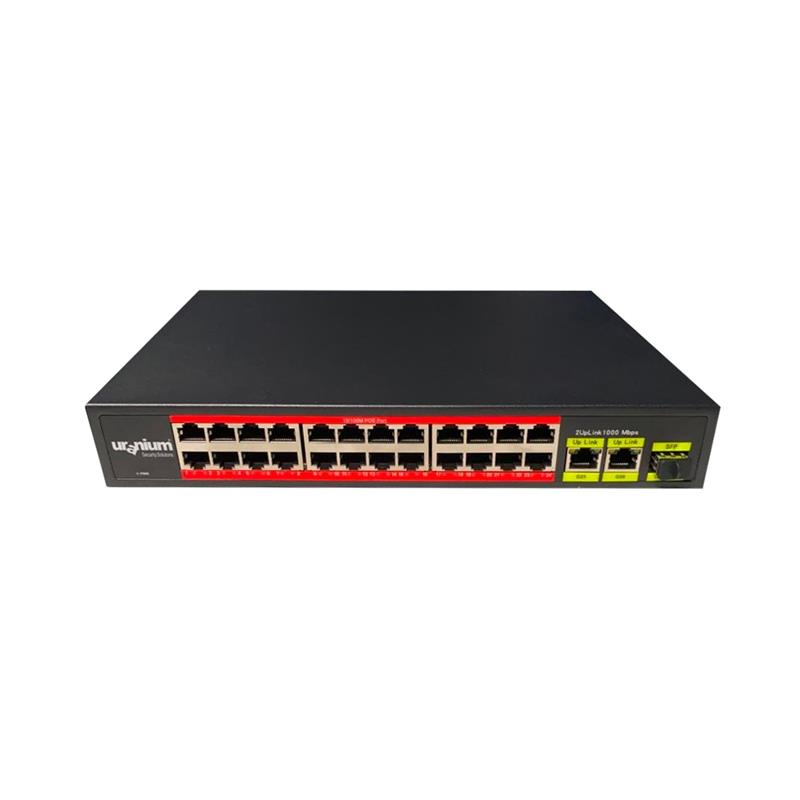 URANIUM POE-2421SFP-300W 24X10/100+2X GIGABIT UPLINK +1XSFP 250 METRE POE RACKMOUNT SWITCH (REALTEK CHIPSET) 