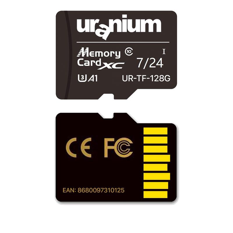 128 GB URANIUM UR-TF-128G MICRO SD CARD 7/24 SURVEILLANCE 90/50MBS HAFIZA KARTI (3 YIL GARANT�) 