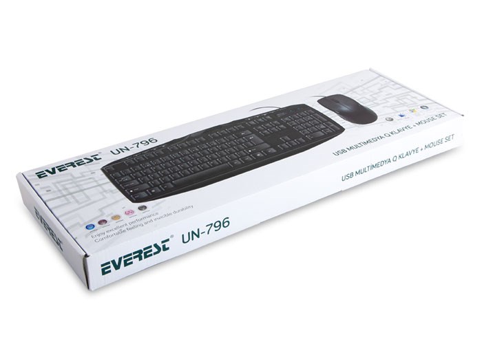 Everest UN-796 Siyah Usb Q Multimedia Klavye + Mou