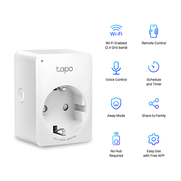 TAPO-P100-1P Mini Akıllı Wi-Fi Soket Priz (1 pack/tekli)