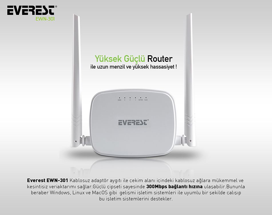 EWR-301 EWR-301 Kablosuz-N WPS + WISP+WDS 300 Mbps Repeater+Access Point+Bridge