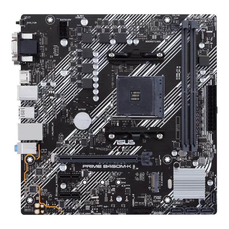 PRIME B450M-K II AM4 DDR4 (2xDIMM-64GB) 4400MHz VGA/DVI/HDMI mATX