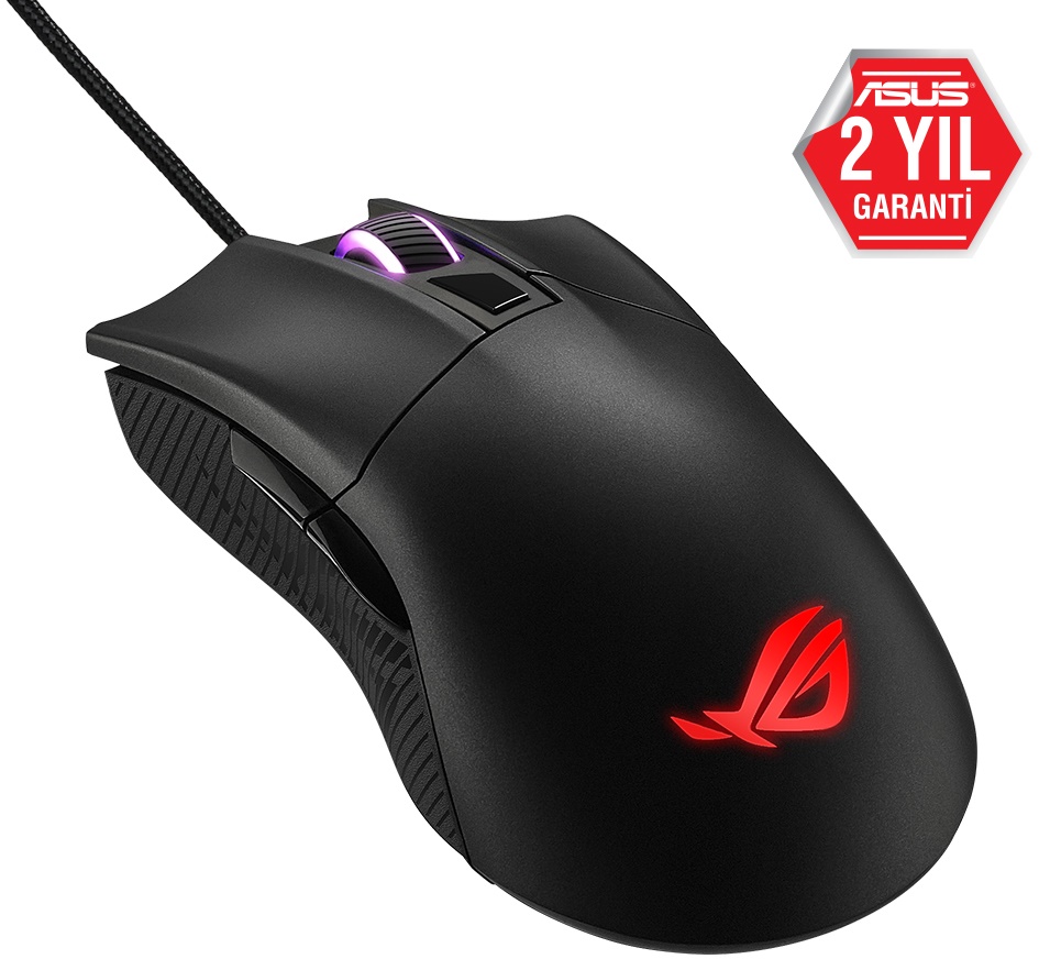 ROG GLADIUS II CORE FPS OYUNCU MOUSE-6200 DPI SENSOR, AURA SYNC RGB, ÖRGÜLÜ KABLO