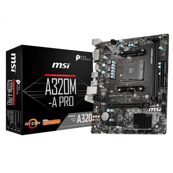 A320M-A PRO AM4 DDR4 SES GLAN HDMI/DVI SATA3 USB3.2 MATX