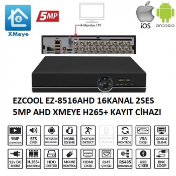 EZ-8516AHD 16KANAL 2SES 5MP 1HDD XMEYE XVR