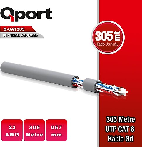 Q-CAT6 Q-CAT6 305 METRE UTP 23AWG 0,57MM NETWORK AĞ KABLOSU